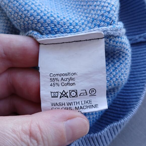 Puffy Little Clouds Cardigan Sweater M / L V-neck button front light blue swirls - Picture 8 of 13